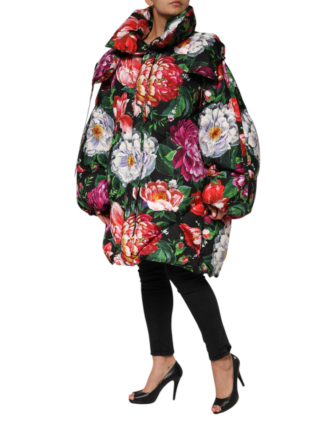 Dolce &amp; Gabbana Puffer Jackets - Multicolor Floral Hooded Coat Jacket