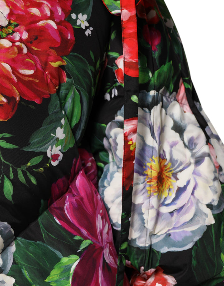Dolce &amp; Gabbana Puffer Jackets - Multicolor Floral Hooded Coat Jacket