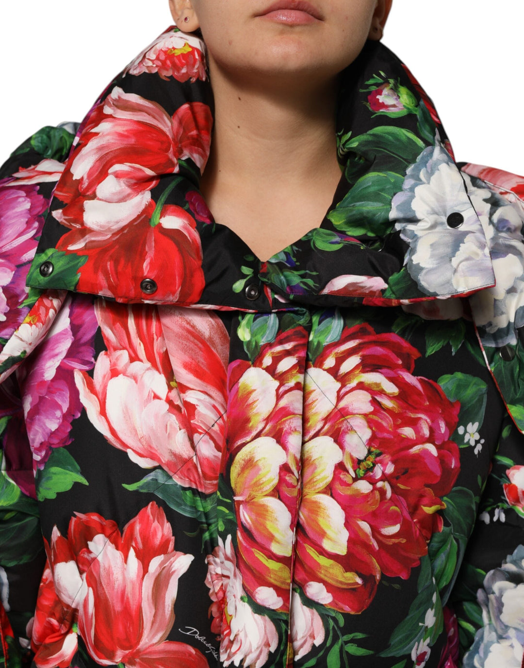 Dolce &amp; Gabbana Puffer Jackets - Multicolor Floral Hooded Coat Jacket