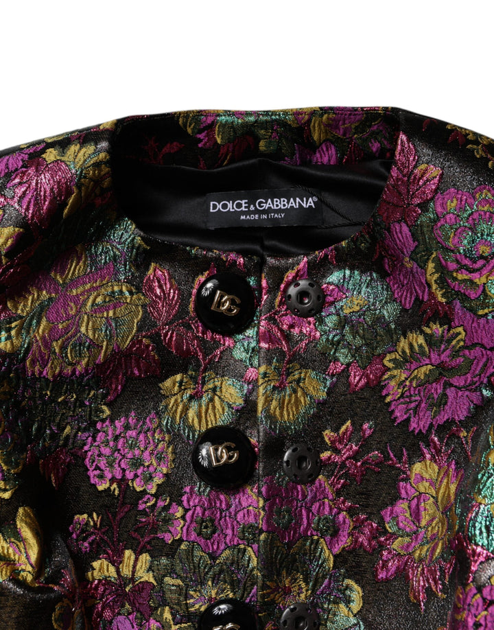 Dolce &amp; Gabbana Bolero Jackets - Multicolor Floral Jacquard Cropped Jacket