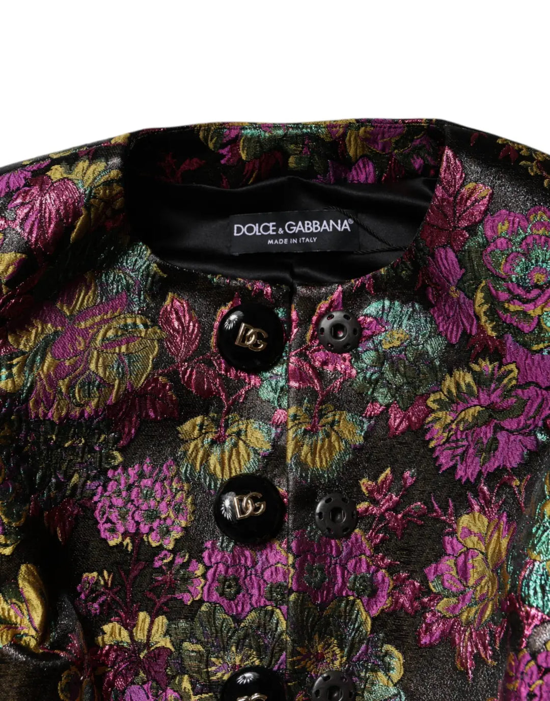 Dolce &amp; Gabbana Multicolor Floral Jacquard Cropped Jacket