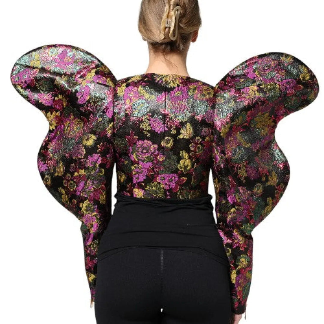 Dolce &amp; Gabbana Multicolor Floral Jacquard Cropped Jacket