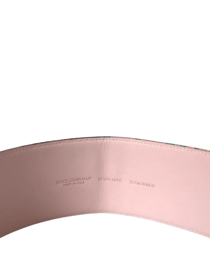 Dolce &amp; Gabbana Multicolor Floral Jacquard Lurex Gold Buckle Belt