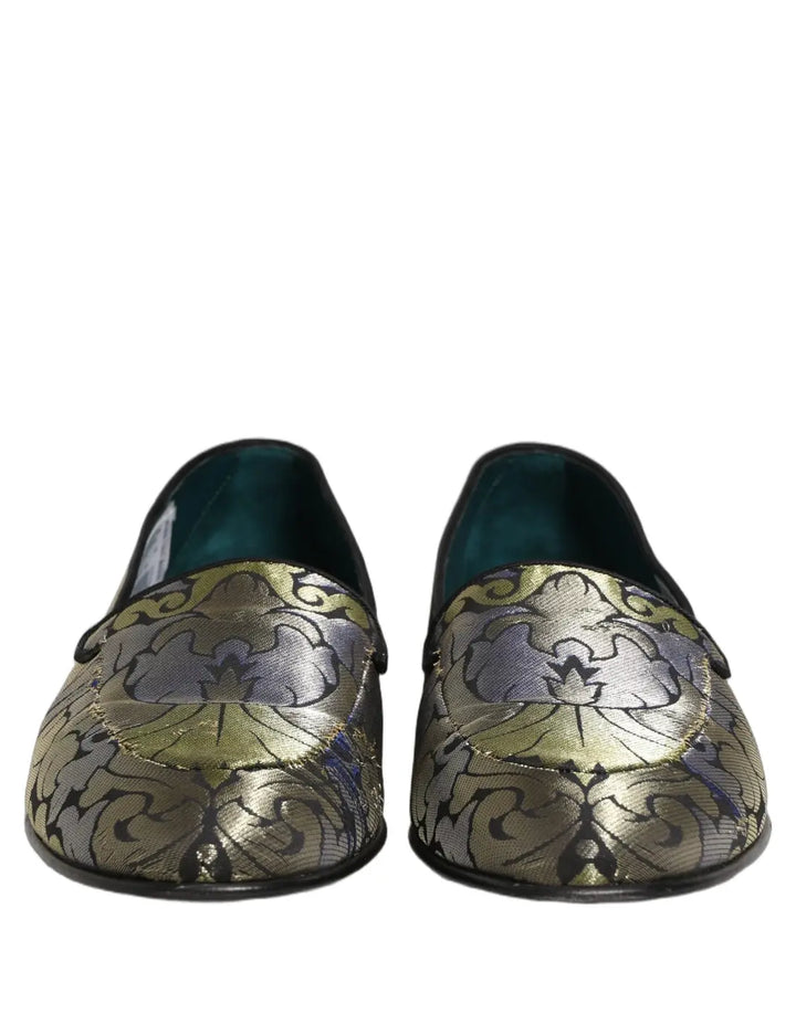 Dolce &amp; Gabbana Multicolor Floral Jacquard Men Loafers Shoes