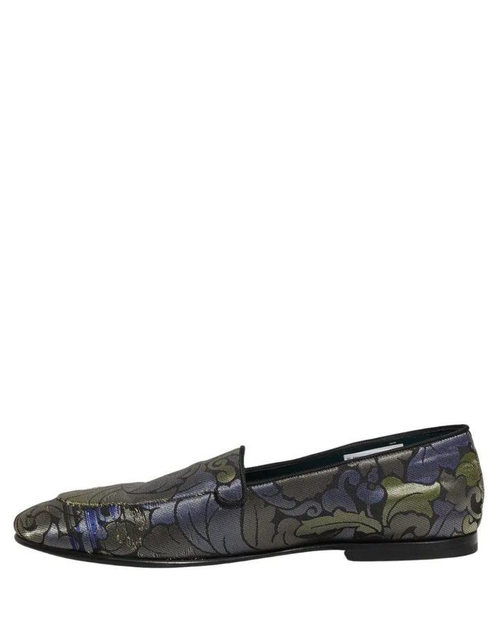 Dolce &amp; Gabbana Multicolor Floral Jacquard Men Loafers Shoes