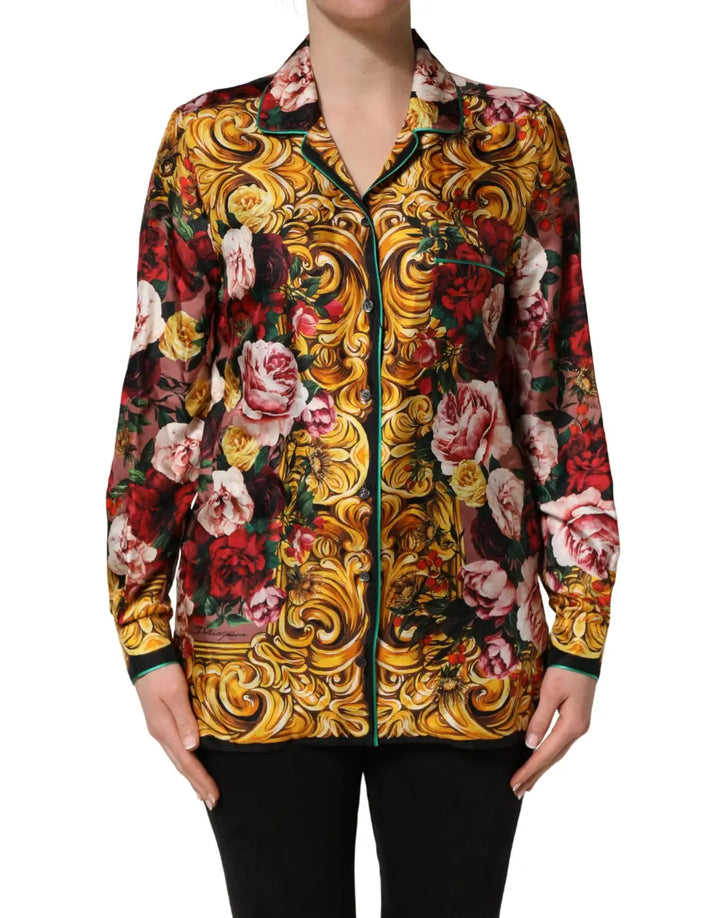 Dolce &amp; Gabbana Multicolor Floral Long Sleeves Button Down Shirt Top