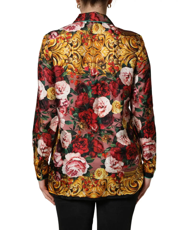 Dolce &amp; Gabbana Multicolor Floral Long Sleeves Button Down Shirt Top