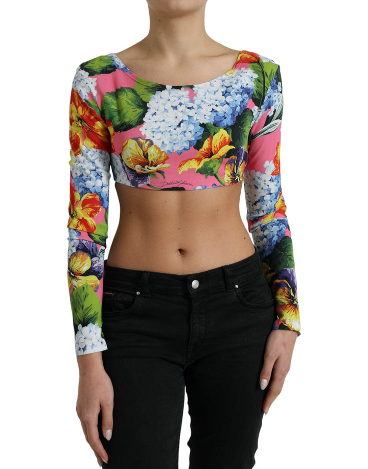 Dolce &amp; Gabbana - Multicolor Floral Long Sleeves Cropped Top