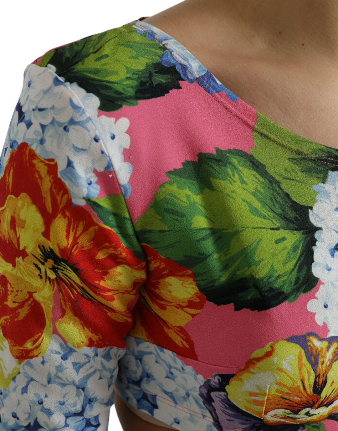 Dolce &amp; Gabbana - Multicolor Floral Long Sleeves Cropped Top