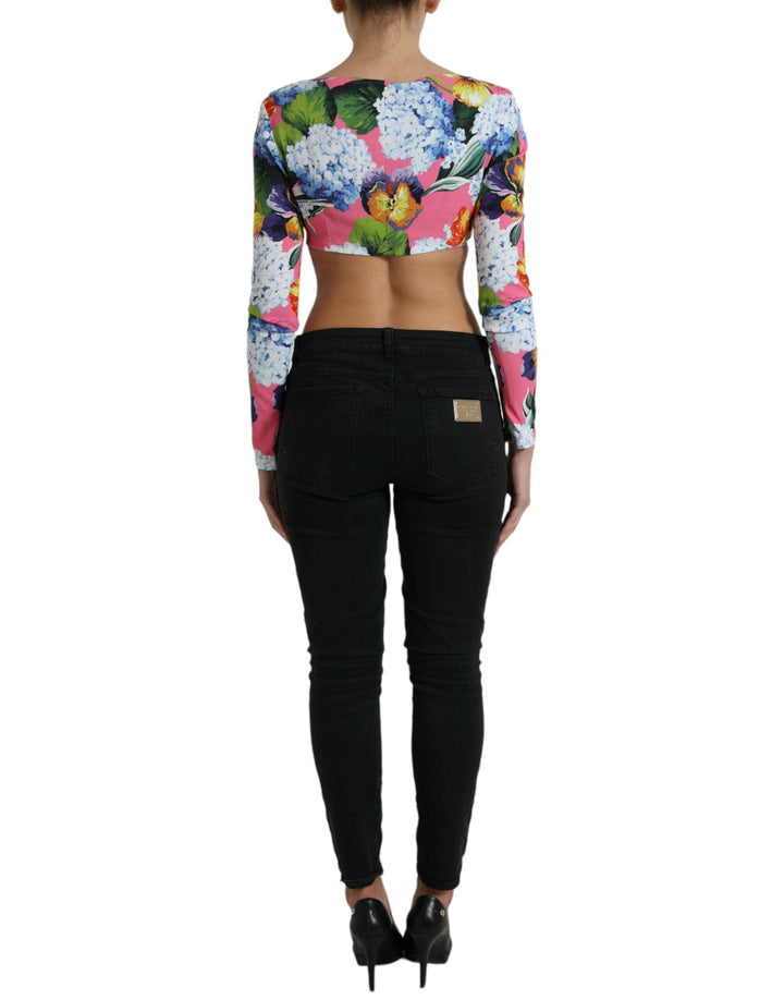 Dolce &amp; Gabbana - Multicolor Floral Long Sleeves Cropped Top