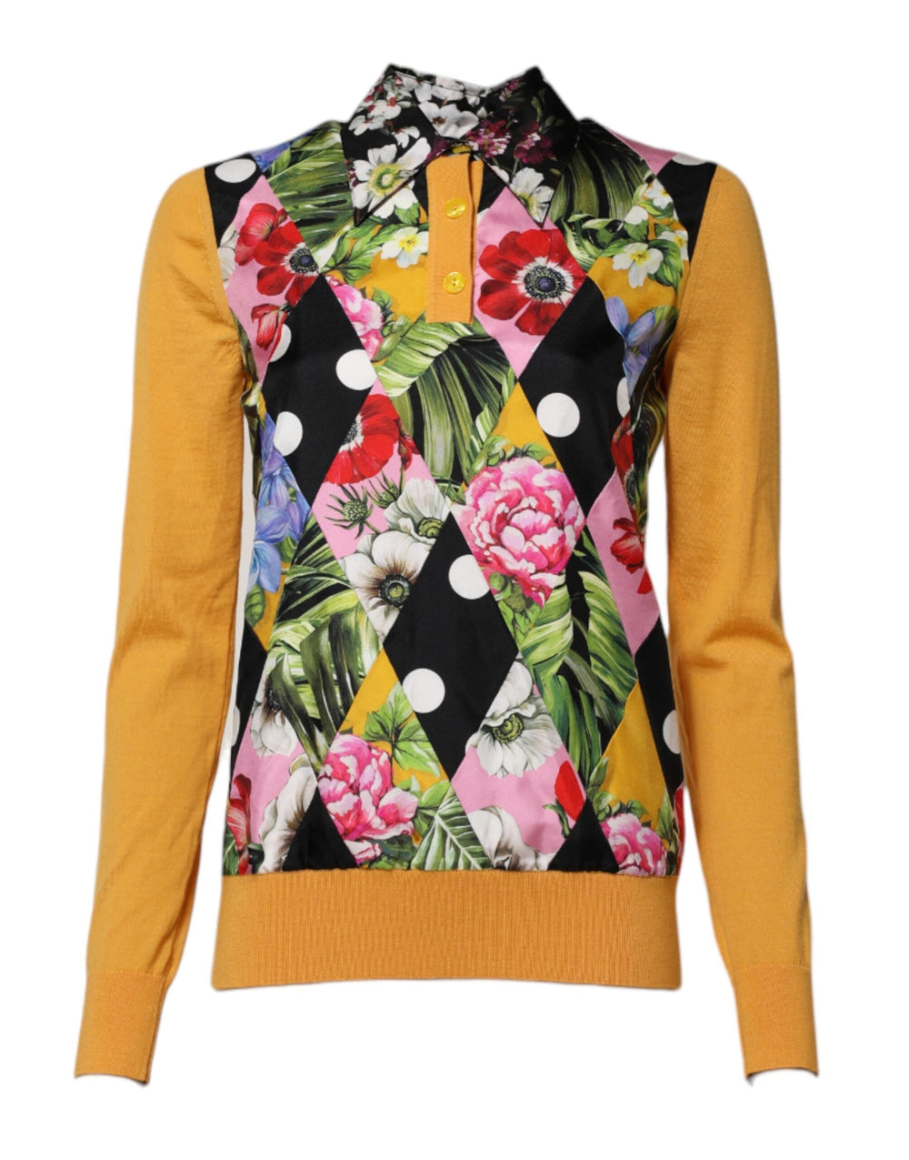 Dolce & Gabbana - Multicolor Floral Long Sleeves Polo Top