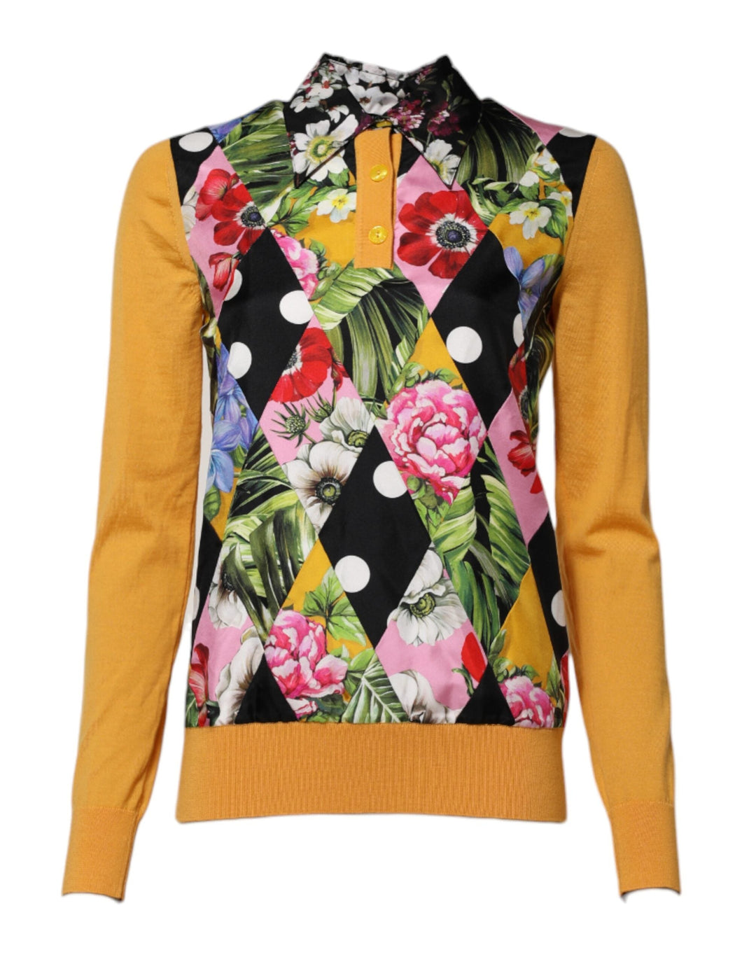 Dolce &amp; Gabbana - Multicolor Floral Long Sleeves Polo Top