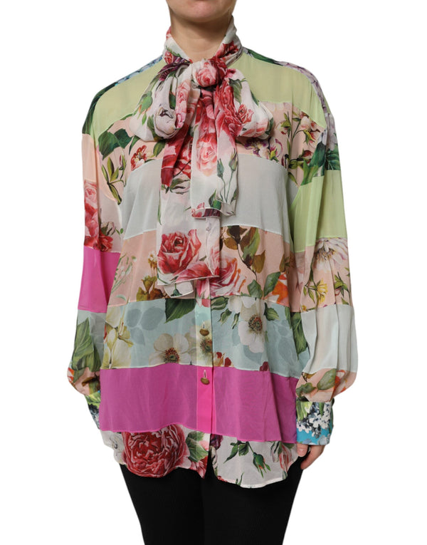 Dolce & Gabbana Blouses - Women’s Multicolor Floral Patchwork Long Sleeves Top