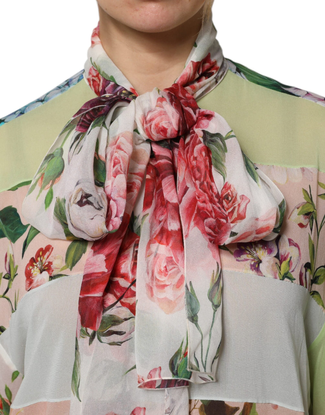 Dolce &amp; Gabbana Blouses - Women’s Multicolor Floral Patchwork Long Sleeves Top