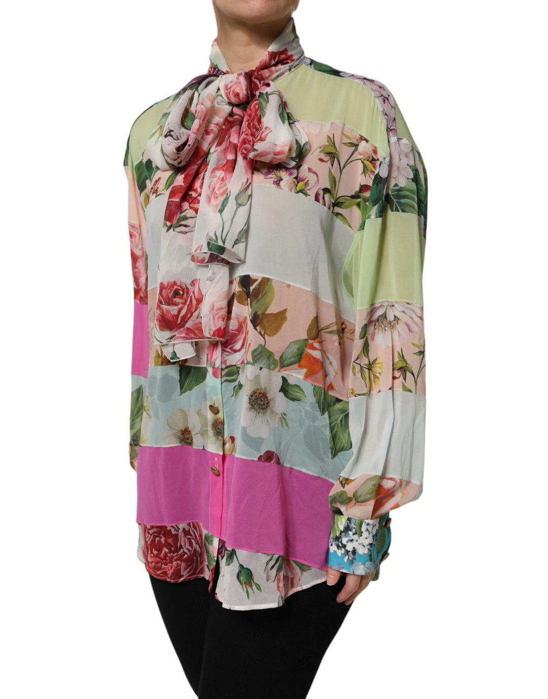 Dolce &amp; Gabbana Blouses - Women’s Multicolor Floral Patchwork Long Sleeves Top