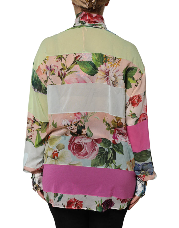 Dolce &amp; Gabbana Blouses - Women’s Multicolor Floral Patchwork Long Sleeves Top