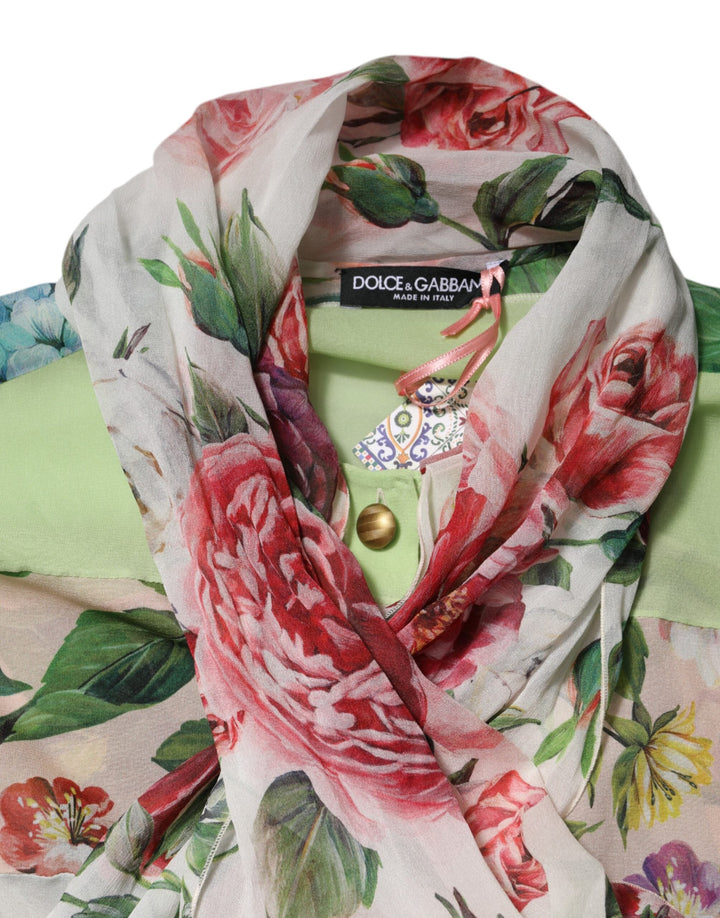 Dolce &amp; Gabbana Blouses - Women’s Multicolor Floral Patchwork Long Sleeves Top