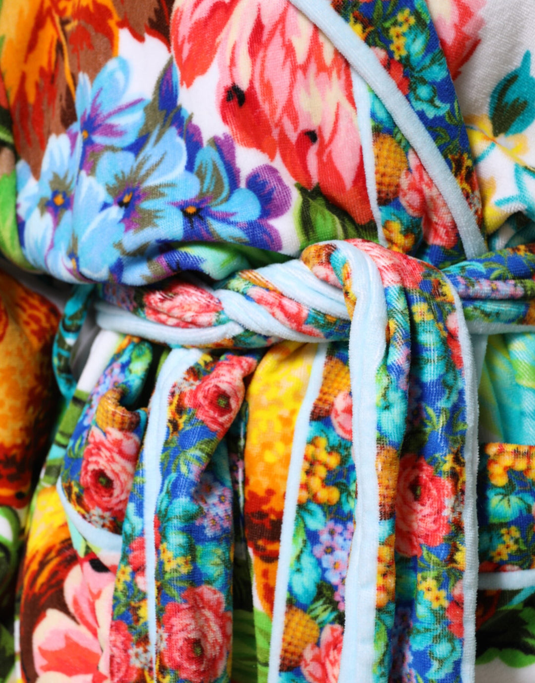 Dolce &amp; Gabbana Wrap Coats - Multicolor Floral Print Belted Bathrobe Coat Jacket