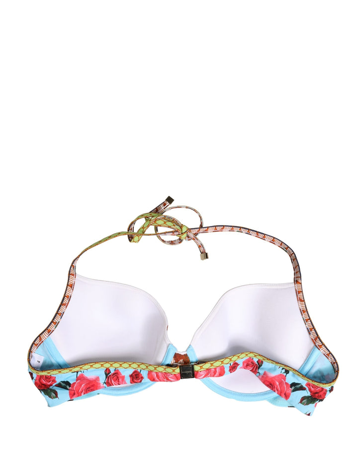 Dolce &amp; Gabbana Multicolor Floral Print Halter Bikini Top Swimwear - Women’s