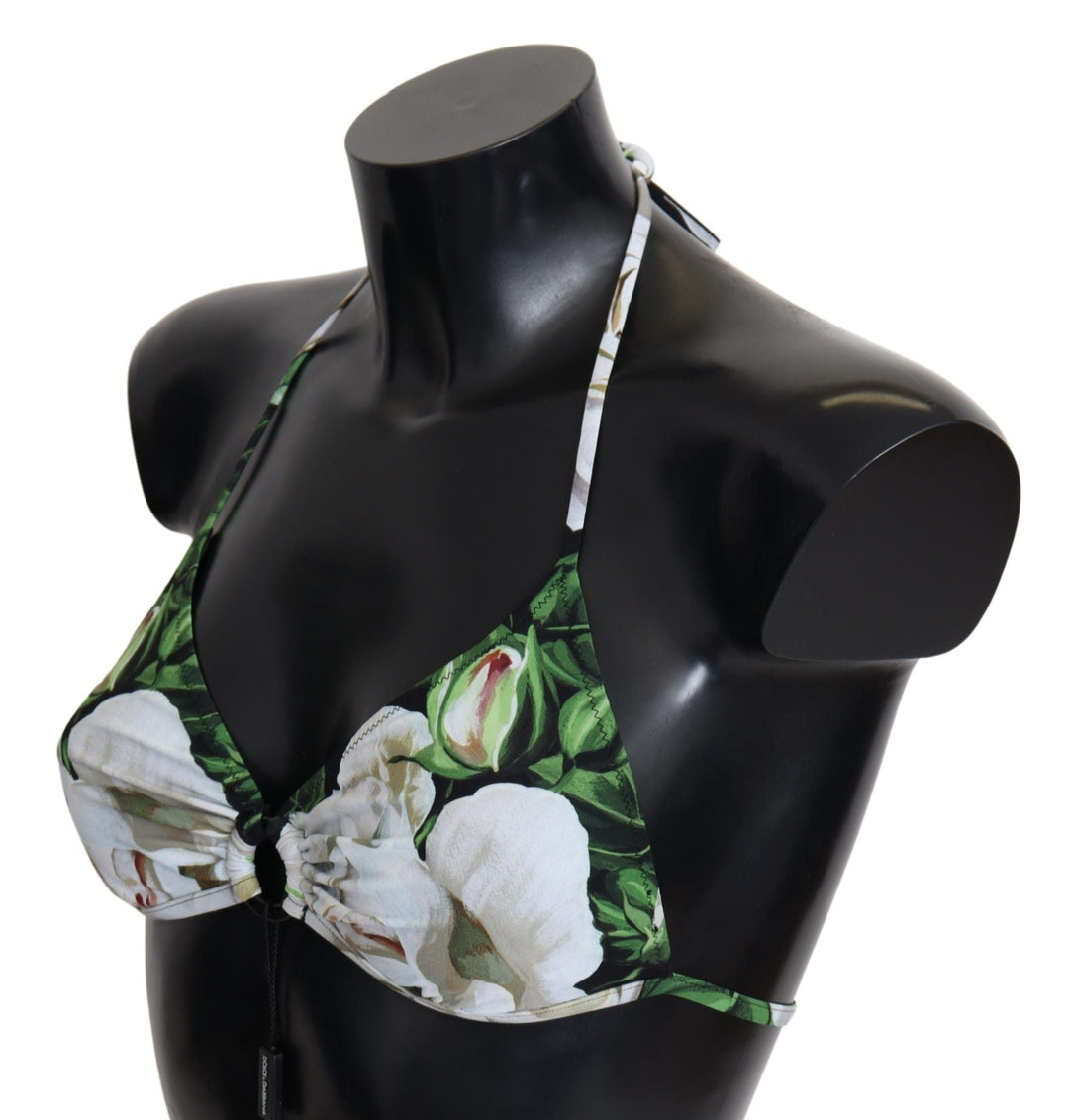 Dolce &amp; Gabbana Multicolor Floral Print Halter Swimwear Bikini Top - Women’s