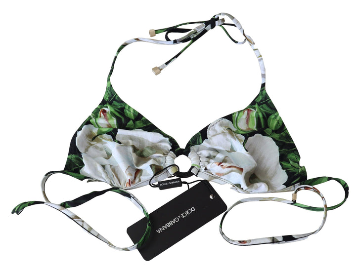 Dolce &amp; Gabbana Multicolor Floral Print Halter Swimwear Bikini Top - Women’s