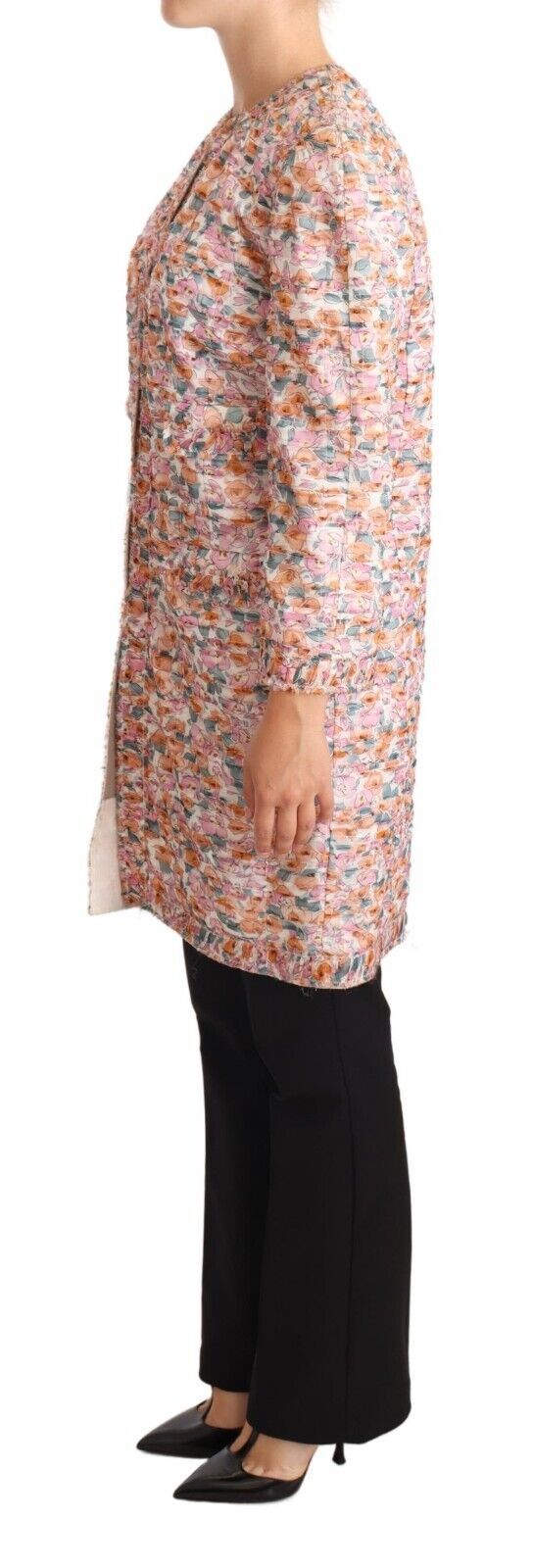 Dolce &amp; Gabbana Trench Coats - Multicolor Floral Print Silk Coat Jacket