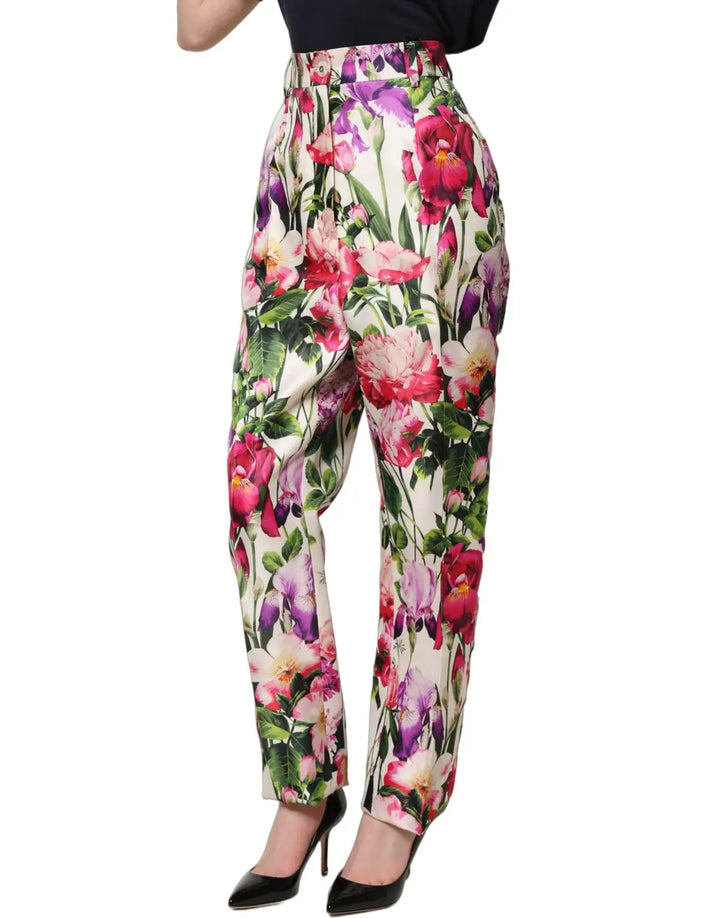 Dolce &amp; Gabbana Multicolor Floral Print Tapered Trouser Pants