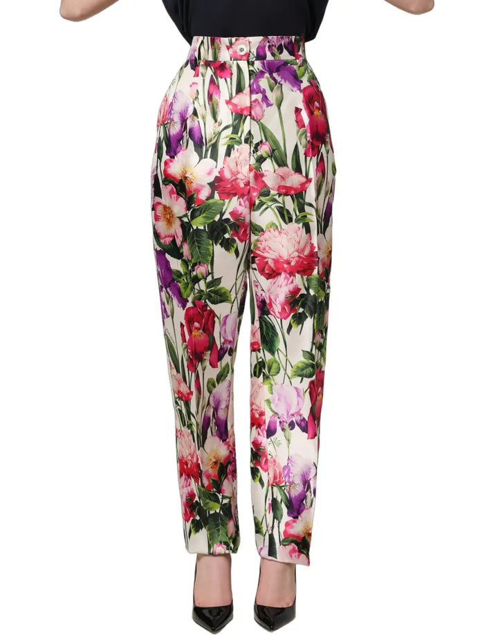 Dolce &amp; Gabbana Multicolor Floral Print Tapered Trouser Pants
