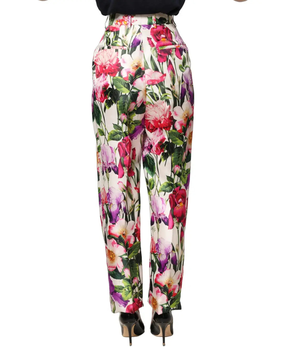 Dolce &amp; Gabbana Multicolor Floral Print Tapered Trouser Pants