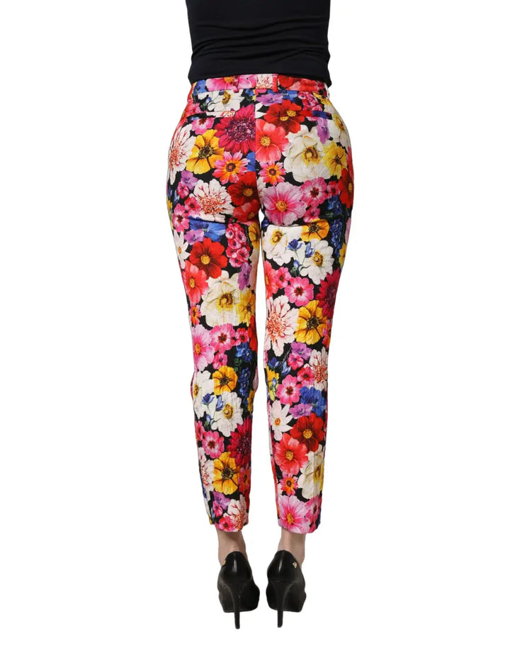 Dolce &amp; Gabbana Multicolor Floral Print Tapered Trouser Pants