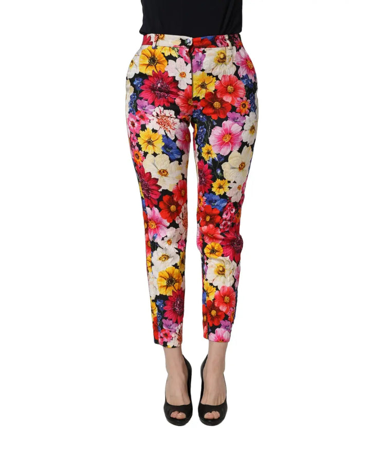 Dolce &amp; Gabbana Multicolor Floral Print Tapered Trouser Pants