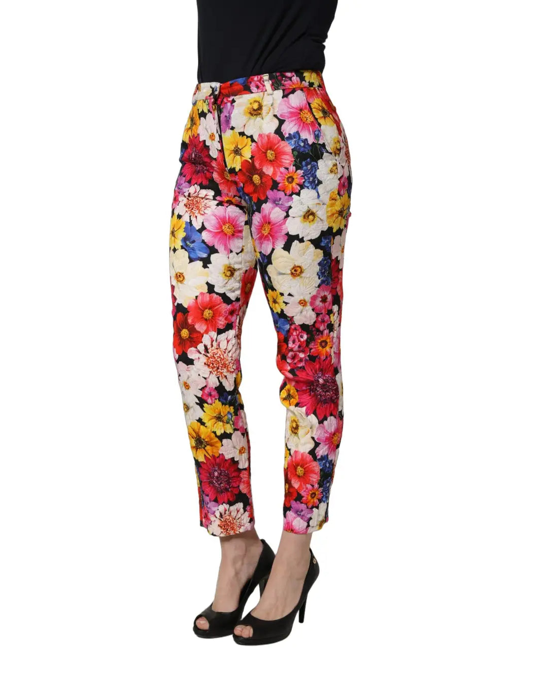 Dolce &amp; Gabbana Multicolor Floral Print Tapered Trouser Pants