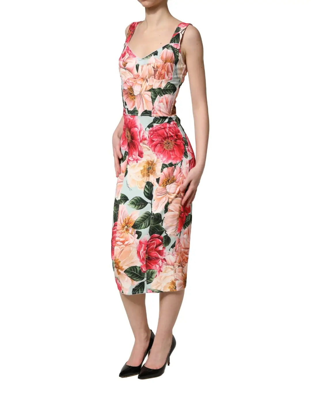 Dolce &amp; Gabbana Multicolor Floral Print Viscose Sheath Dress