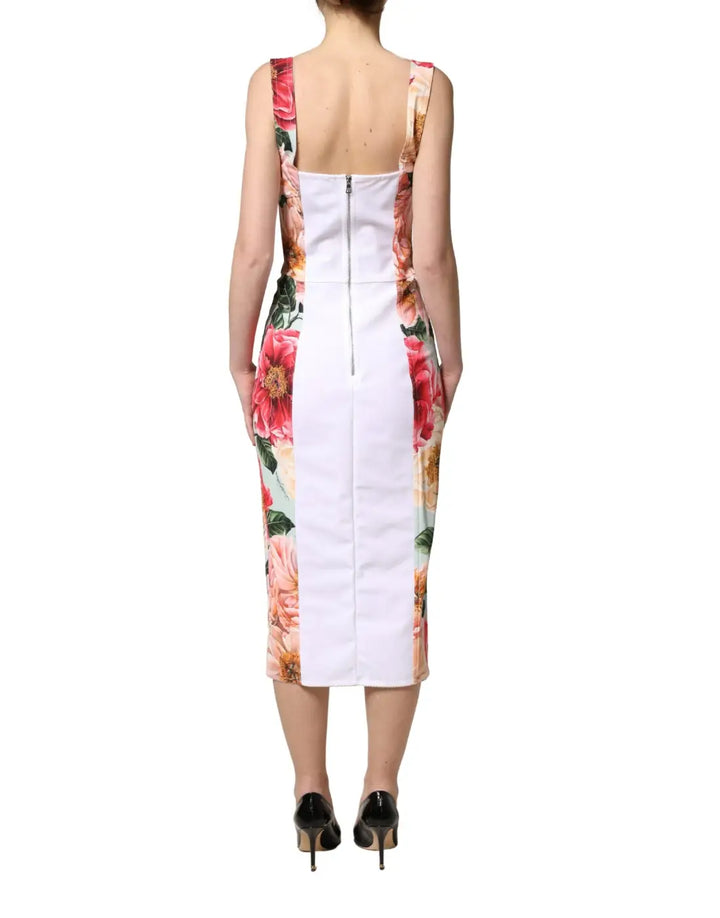 Dolce &amp; Gabbana Multicolor Floral Print Viscose Sheath Dress