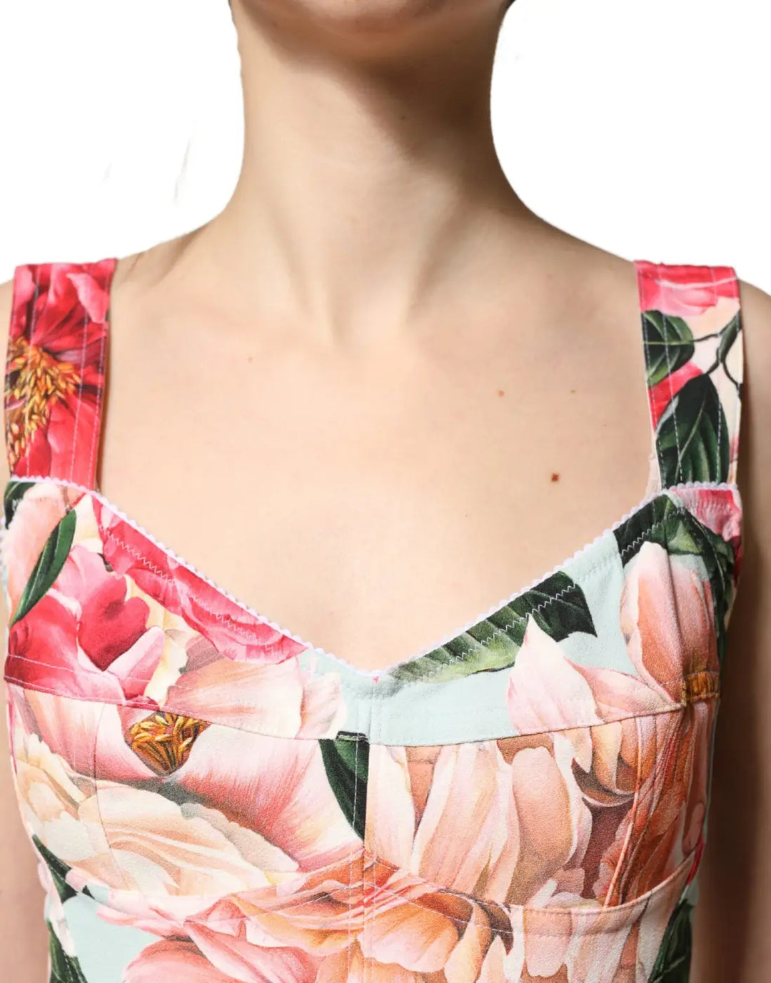Dolce &amp; Gabbana Multicolor Floral Print Viscose Sheath Dress