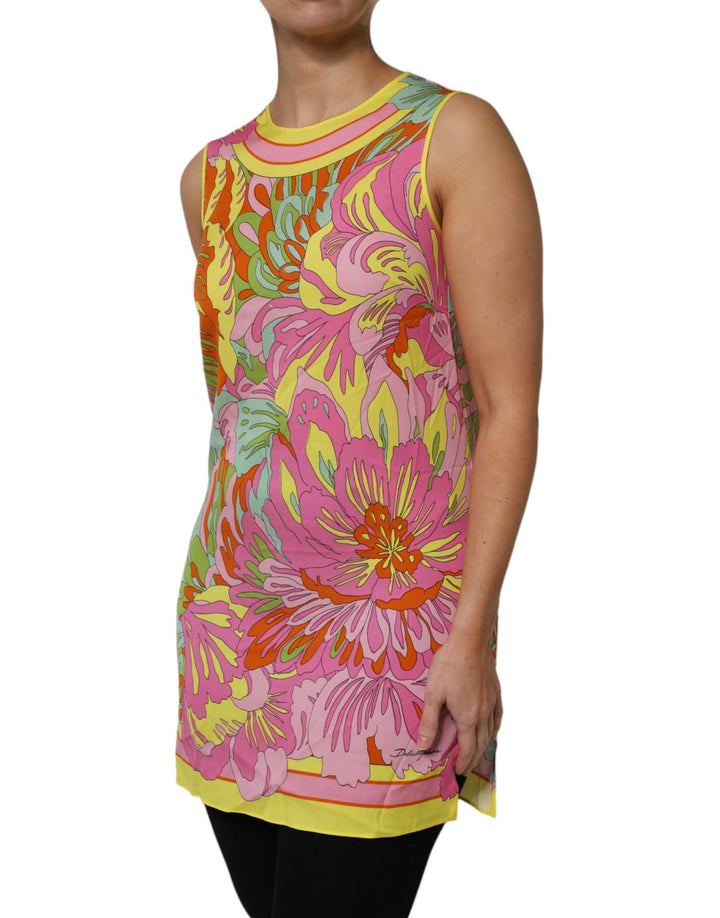 Dolce &amp; Gabbana Tank Tops - Multicolor Floral Roundneck Sleeveless Top