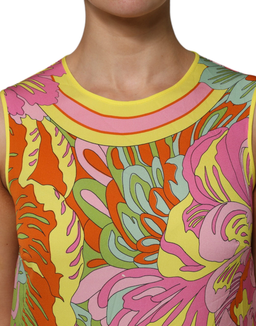 Dolce &amp; Gabbana Tank Tops - Multicolor Floral Roundneck Sleeveless Top