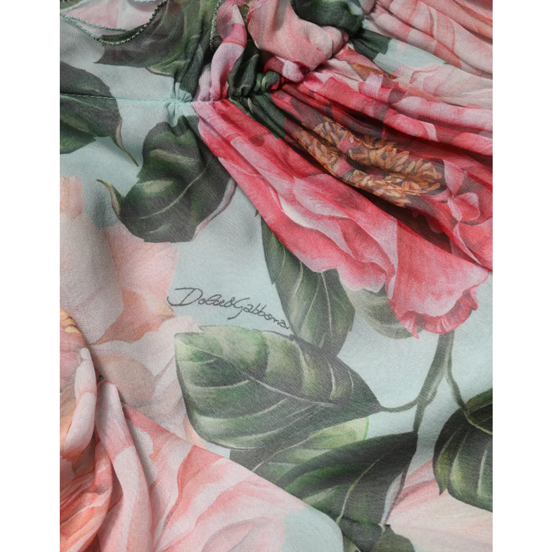 Dolce and Gabbana Multicolor Floral Silk Chiffon Dress &