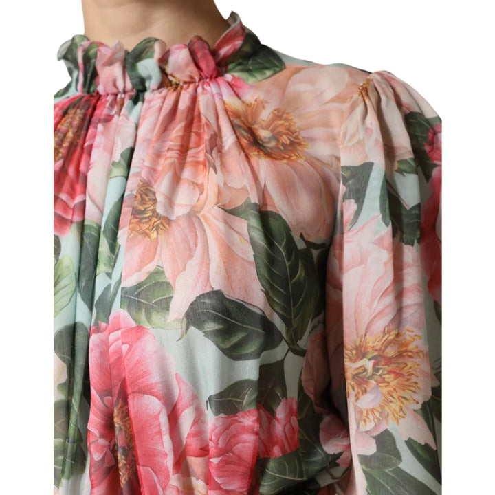 Dolce and Gabbana Multicolor Floral Silk Chiffon Dress &