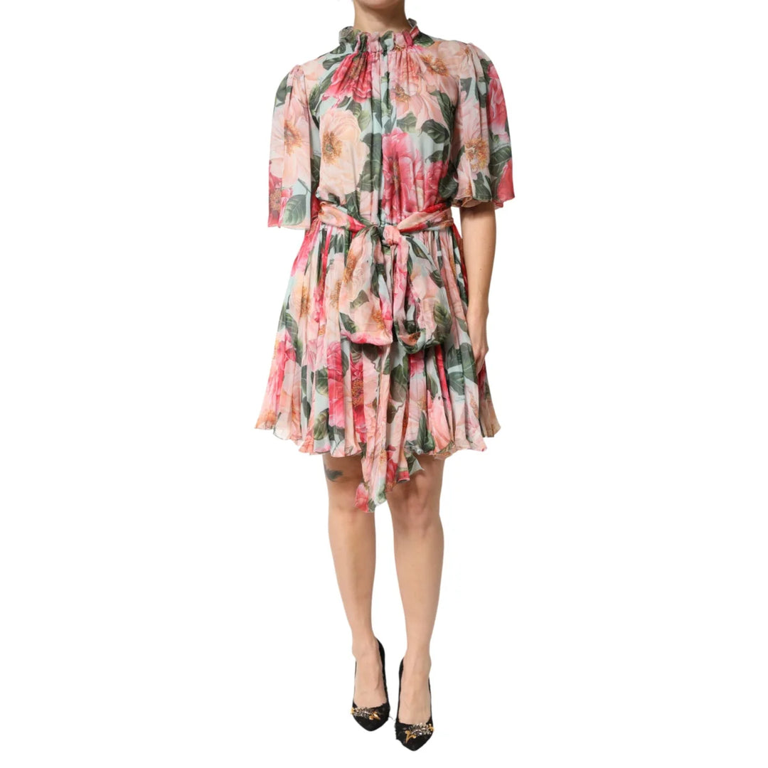 Dolce and Gabbana Multicolor Floral Silk Chiffon Dress &