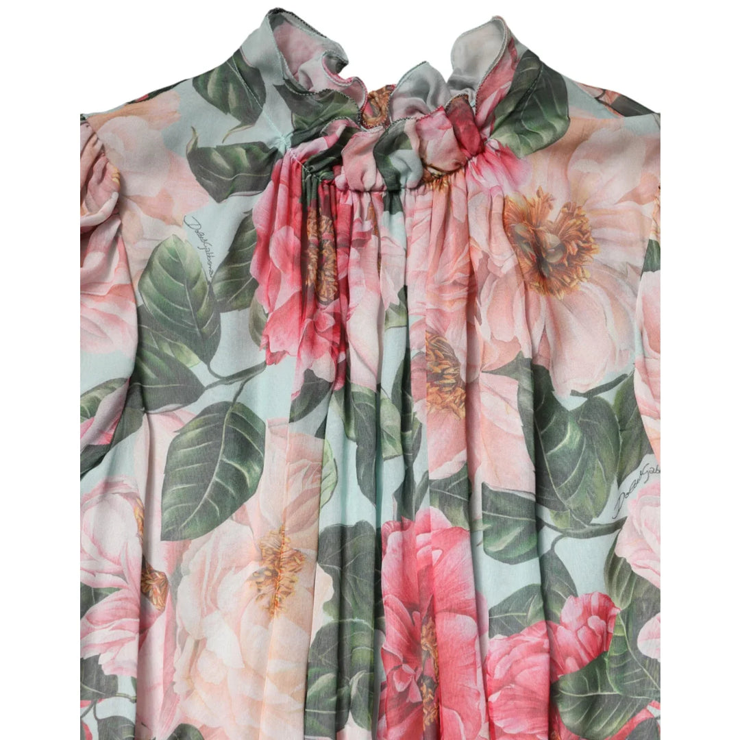 Dolce and Gabbana Multicolor Floral Silk Chiffon Dress &