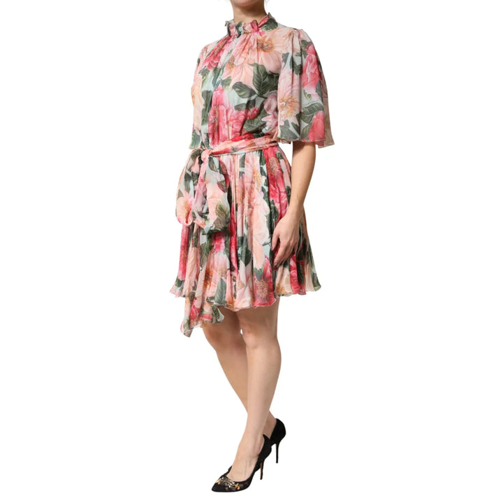 Dolce and Gabbana Multicolor Floral Silk Chiffon Dress &