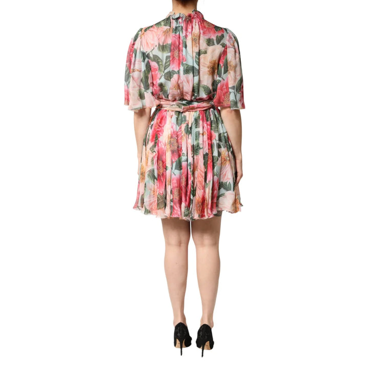 Dolce and Gabbana Multicolor Floral Silk Chiffon Dress &