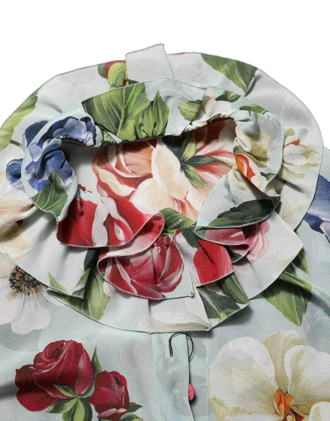 Dolce &amp; Gabbana Multicolor Floral Silk Cropped Shirt Top