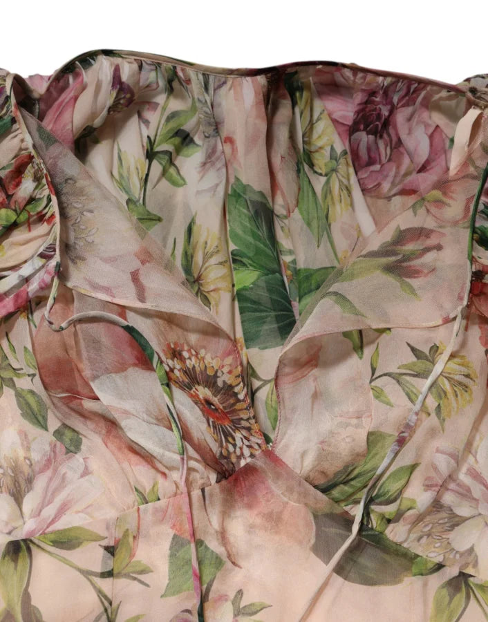 Dolce & Gabbana Multicolor Floral Silk Layered Maxi Dress