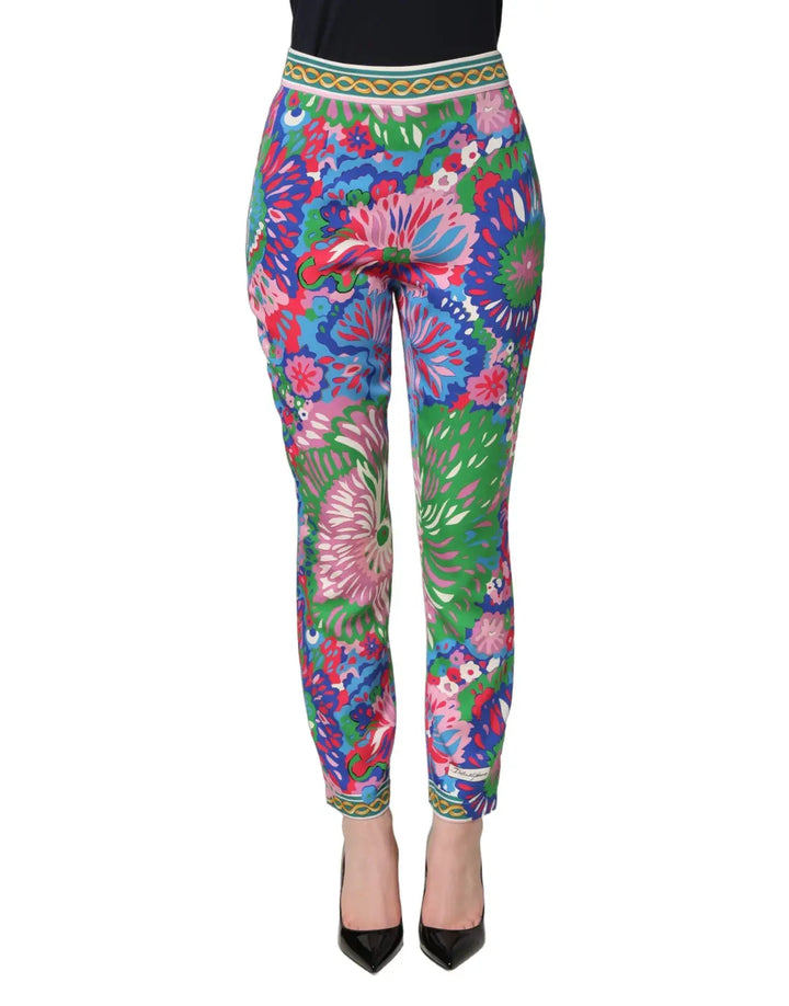 Dolce &amp; Gabbana Multicolor Floral Stretch Jersey Leggings Pants
