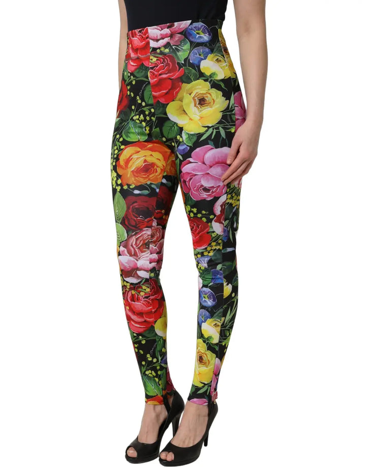 Dolce &amp; Gabbana Multicolor Floral Stretch Jersey Leggings Pants
