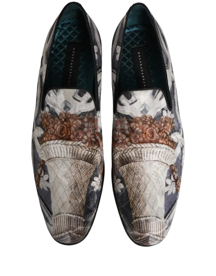Dolce &amp; Gabbana Multicolor Floral Tapestry Embroidery Loafer Shoes