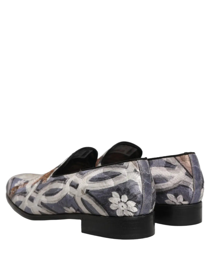 Dolce &amp; Gabbana Multicolor Floral Tapestry Embroidery Loafer Shoes