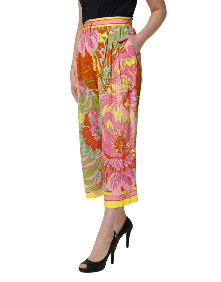 Dolce &amp; Gabbana Multicolor FloralPrint Cropped Trouser Pants